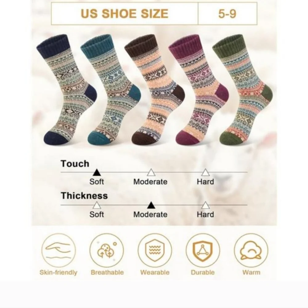 5 Pack Womens Socks Cozy Crew Size OS